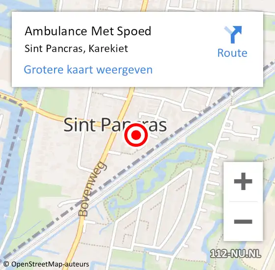 Locatie op kaart van de 112 melding: Ambulance Met Spoed Naar Sint Pancras, Karekiet op 20 november 2014 18:30