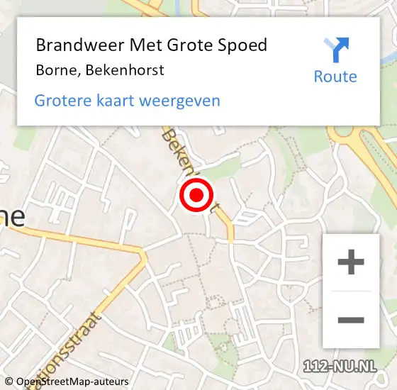 Locatie op kaart van de 112 melding: Brandweer Met Grote Spoed Naar Borne, Bekenhorst op 20 november 2014 18:35