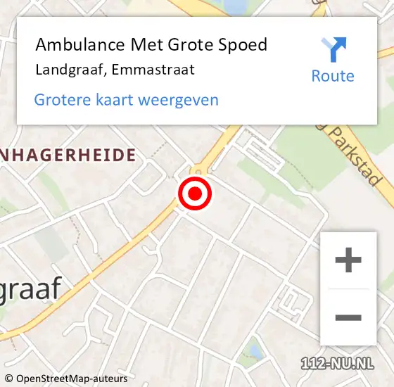 Locatie op kaart van de 112 melding: Ambulance Met Grote Spoed Naar Landgraaf, Emmastraat op 20 november 2014 19:30