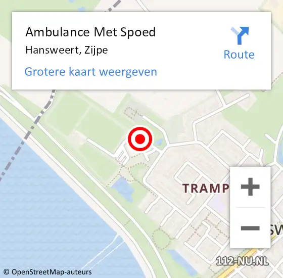 Locatie op kaart van de 112 melding: Ambulance Met Spoed Naar Hansweert, Zijpe op 20 november 2014 19:36