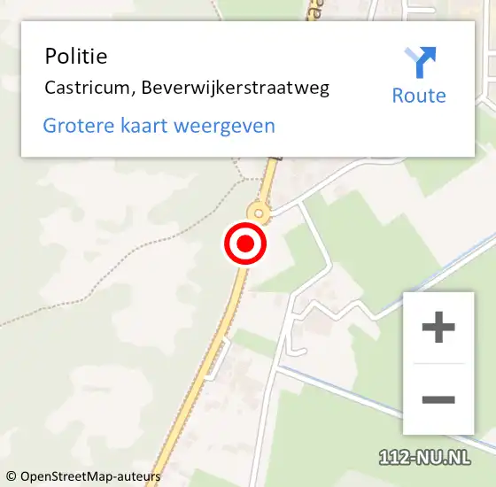 Locatie op kaart van de 112 melding: Politie Castricum, Beverwijkerstraatweg op 20 november 2014 20:23