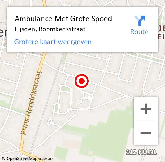 Locatie op kaart van de 112 melding: Ambulance Met Grote Spoed Naar Eijsden, Boomkensstraat op 20 november 2014 20:28