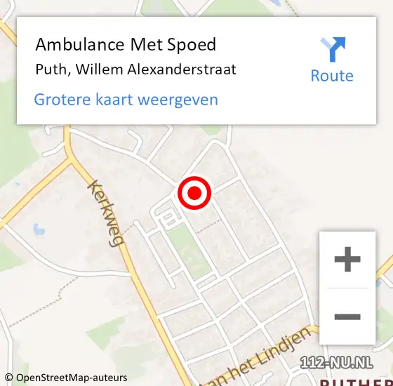 Locatie op kaart van de 112 melding: Ambulance Met Spoed Naar Puth, Willem Alexanderstraat op 20 november 2014 20:53