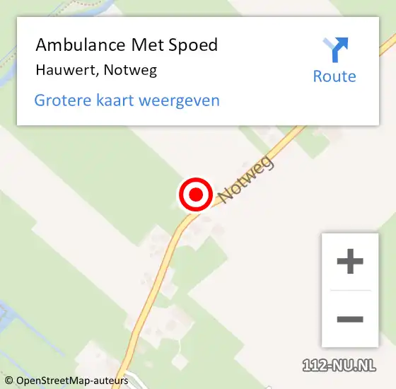 Locatie op kaart van de 112 melding: Ambulance Met Spoed Naar Hauwert, Notweg op 20 november 2014 21:44