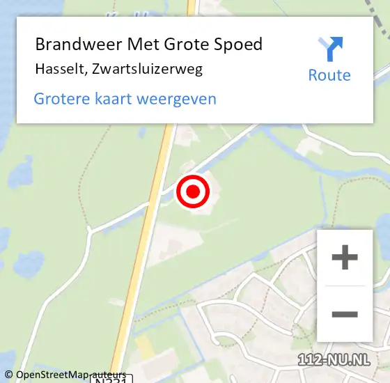 Locatie op kaart van de 112 melding: Brandweer Met Grote Spoed Naar Hasselt, Zwartsluizerweg op 20 november 2014 21:52