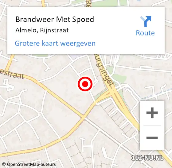 Locatie op kaart van de 112 melding: Brandweer Met Spoed Naar Almelo, Rijnstraat op 20 november 2014 22:28