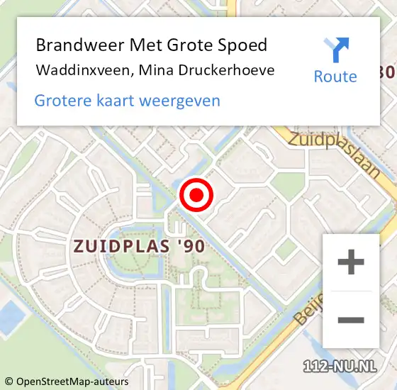 Locatie op kaart van de 112 melding: Brandweer Met Grote Spoed Naar Waddinxveen, Mina Druckerhoeve op 20 november 2014 23:05