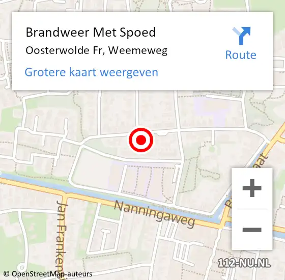 Locatie op kaart van de 112 melding: Brandweer Met Spoed Naar Oosterwolde Fr, Weemeweg op 20 november 2014 23:37