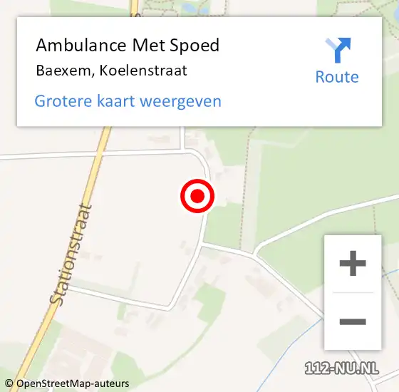 Locatie op kaart van de 112 melding: Ambulance Met Spoed Naar Baexem, Koelenstraat op 21 november 2014 00:03