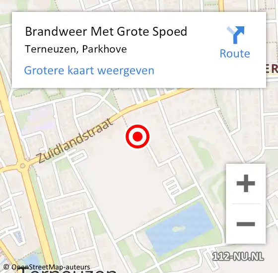 Locatie op kaart van de 112 melding: Brandweer Met Grote Spoed Naar Terneuzen, Parkhove op 21 november 2014 00:26