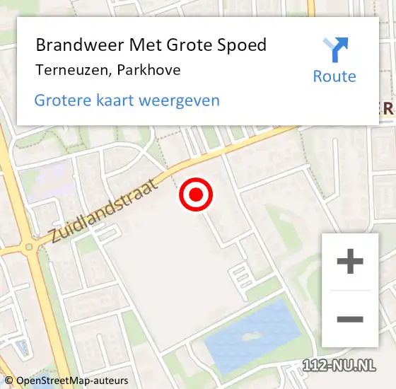 Locatie op kaart van de 112 melding: Brandweer Met Grote Spoed Naar Terneuzen, Parkhove op 21 november 2014 00:37