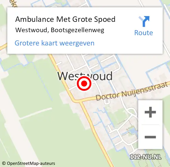 Locatie op kaart van de 112 melding: Ambulance Met Grote Spoed Naar Westwoud, Bootsgezellenweg op 21 november 2014 01:25