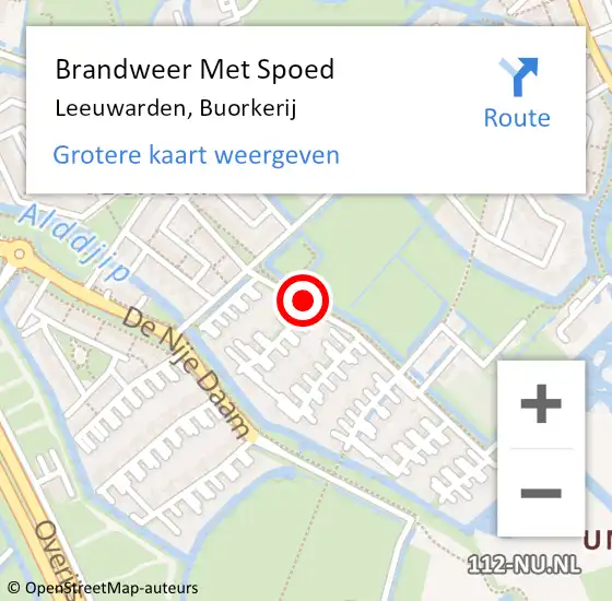 Locatie op kaart van de 112 melding: Brandweer Met Spoed Naar Leeuwarden, Buorkerij op 21 november 2014 01:44