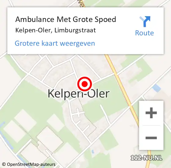 Locatie op kaart van de 112 melding: Ambulance Met Grote Spoed Naar Kelpen-Oler, Limburgstraat op 21 november 2014 02:14