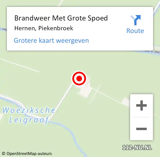 Locatie op kaart van de 112 melding: Brandweer Met Grote Spoed Naar Hernen, Piekenbroek op 21 november 2014 02:31