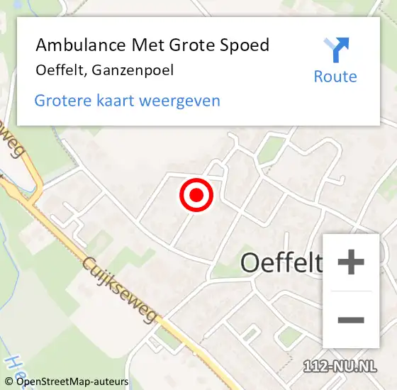 Locatie op kaart van de 112 melding: Ambulance Met Grote Spoed Naar Oeffelt, Ganzenpoel op 21 november 2014 02:42