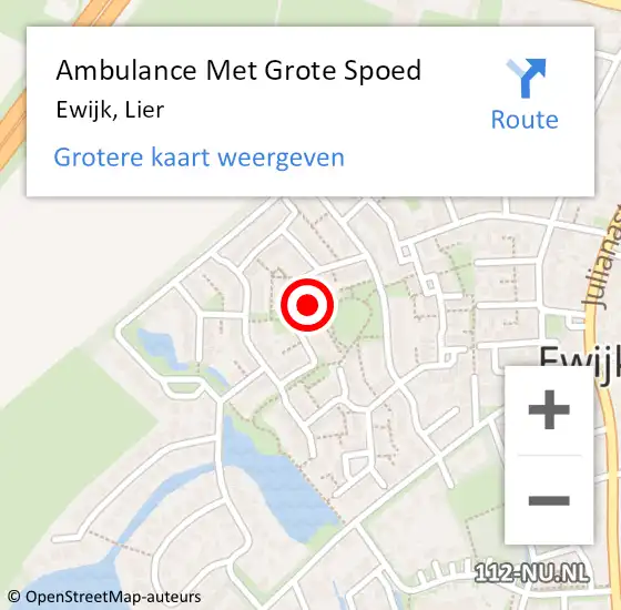 Locatie op kaart van de 112 melding: Ambulance Met Grote Spoed Naar Ewijk, Lier op 21 november 2014 04:37