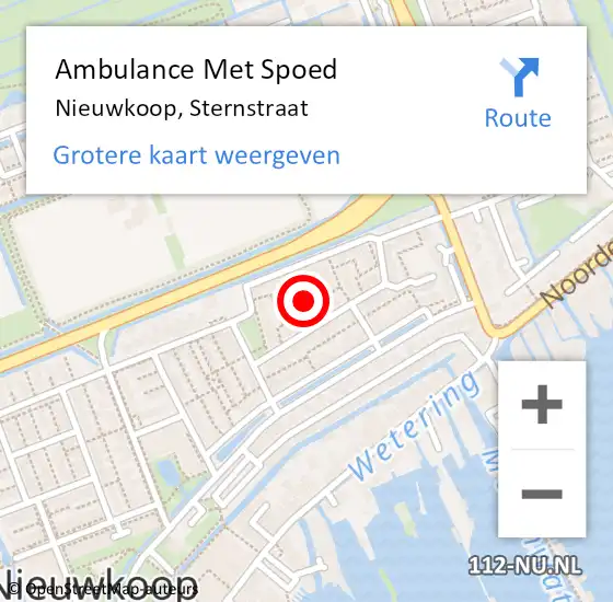 Locatie op kaart van de 112 melding: Ambulance Met Spoed Naar Nieuwkoop, Sternstraat op 21 november 2014 04:51