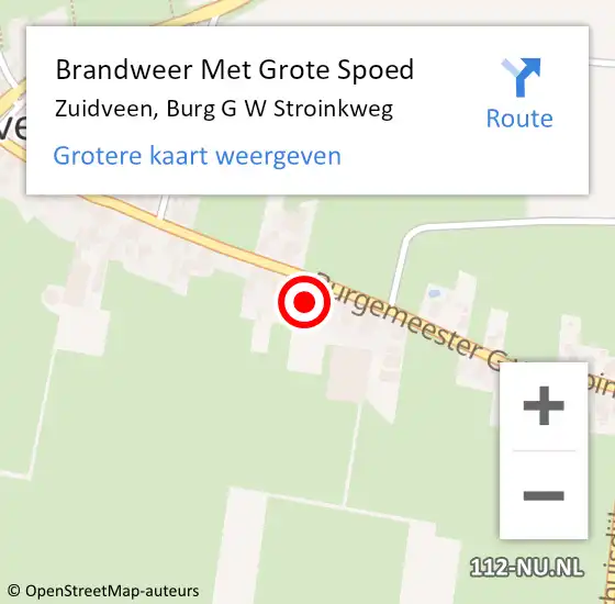 Locatie op kaart van de 112 melding: Brandweer Met Grote Spoed Naar Zuidveen, Burg G W Stroinkweg op 21 november 2014 05:08