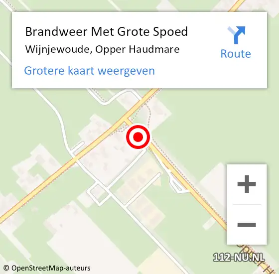 Locatie op kaart van de 112 melding: Brandweer Met Grote Spoed Naar Wijnjewoude, Opper Haudmare op 21 november 2014 06:33