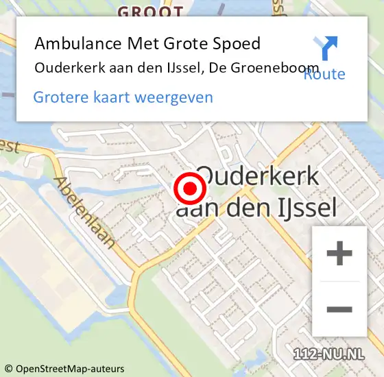 Locatie op kaart van de 112 melding: Ambulance Met Grote Spoed Naar Ouderkerk aan den IJssel, De Groeneboom op 21 november 2014 06:57