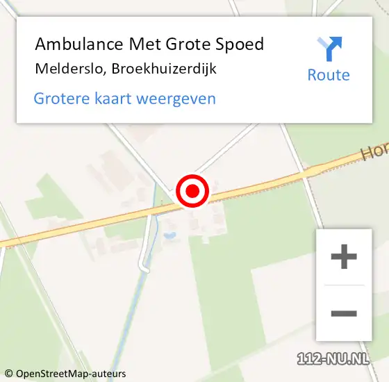 Locatie op kaart van de 112 melding: Ambulance Met Grote Spoed Naar Melderslo, Broekhuizerdijk op 21 november 2014 08:04