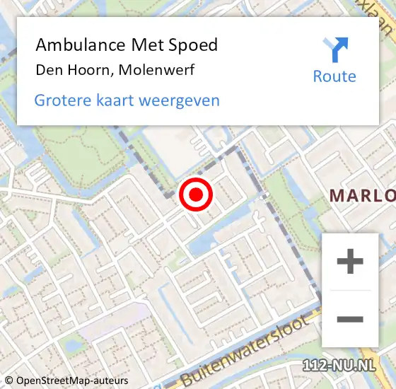 Locatie op kaart van de 112 melding: Ambulance Met Spoed Naar Den Hoorn, Molenwerf op 21 november 2014 08:31