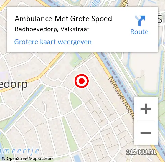 Locatie op kaart van de 112 melding: Ambulance Met Grote Spoed Naar Badhoevedorp, Valkstraat op 21 november 2014 09:29