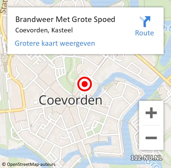 Locatie op kaart van de 112 melding: Brandweer Met Grote Spoed Naar Coevorden, Kasteel op 21 november 2014 10:14