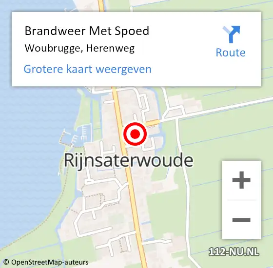 Locatie op kaart van de 112 melding: Brandweer Met Spoed Naar Woubrugge, Herenweg op 21 november 2014 10:19