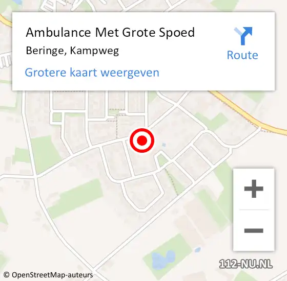 Locatie op kaart van de 112 melding: Ambulance Met Grote Spoed Naar Beringe, Kampweg op 21 november 2014 10:34