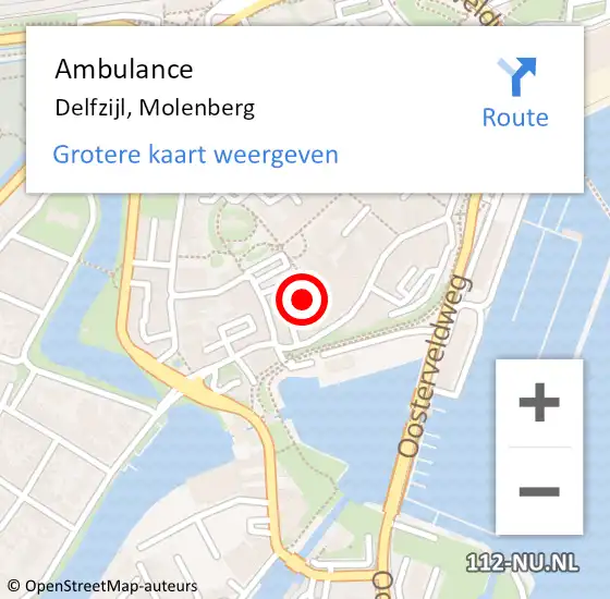 Locatie op kaart van de 112 melding: Ambulance Delfzijl, Molenberg op 21 november 2014 11:18