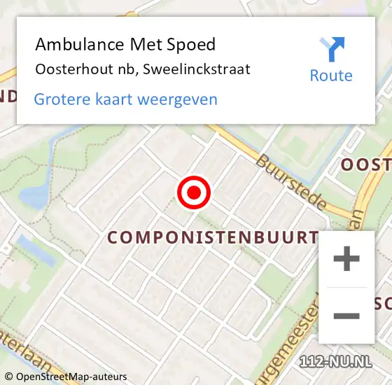 Locatie op kaart van de 112 melding: Ambulance Met Spoed Naar Oosterhout nb, Sweelinckstraat op 21 november 2014 11:33