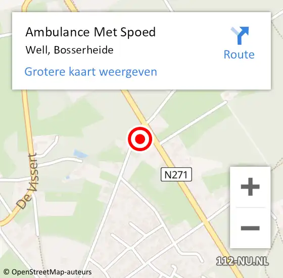 Locatie op kaart van de 112 melding: Ambulance Met Spoed Naar Well, Bosserheide op 21 november 2014 11:45