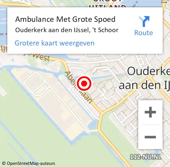 Locatie op kaart van de 112 melding: Ambulance Met Grote Spoed Naar Ouderkerk aan den IJssel, 't Schoor op 21 november 2014 12:03