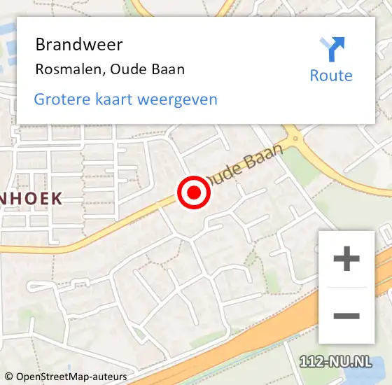 Locatie op kaart van de 112 melding: Brandweer Rosmalen, Oude Baan op 21 november 2014 12:16