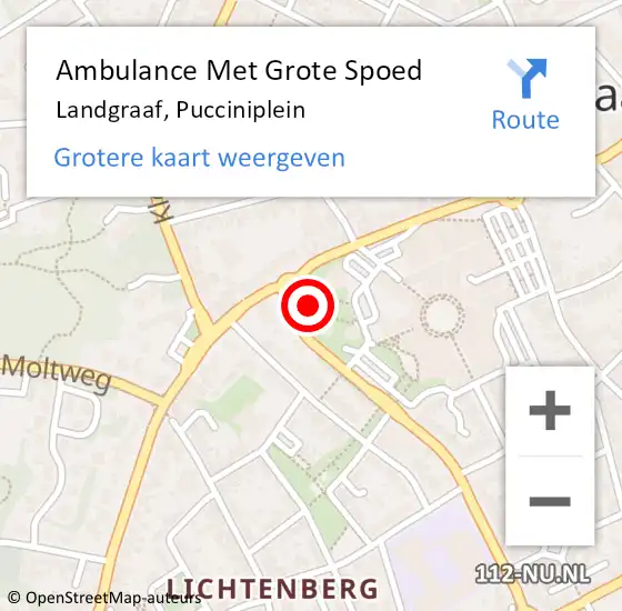 Locatie op kaart van de 112 melding: Ambulance Met Grote Spoed Naar Landgraaf, Pucciniplein op 21 november 2014 12:37