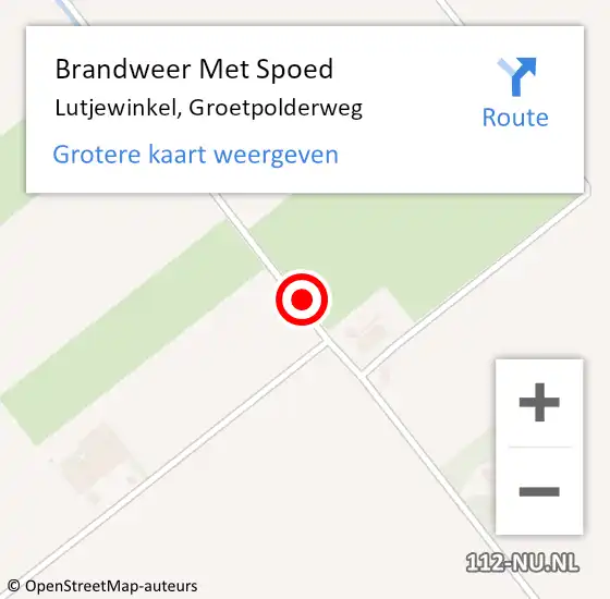 Locatie op kaart van de 112 melding: Brandweer Met Spoed Naar Lutjewinkel, Groetpolderweg op 21 november 2014 12:49