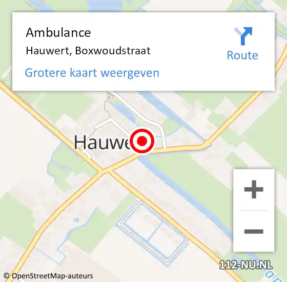 Locatie op kaart van de 112 melding: Ambulance Hauwert, Boxwoudstraat op 21 november 2014 13:05