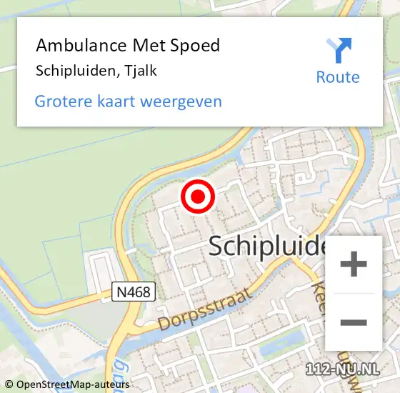 Locatie op kaart van de 112 melding: Ambulance Met Spoed Naar Schipluiden, Tjalk op 21 november 2014 13:07