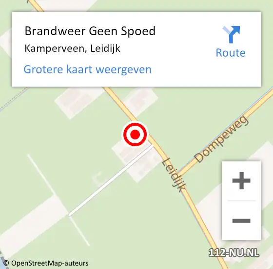 Locatie op kaart van de 112 melding: Brandweer Geen Spoed Naar Kamperveen, Leidijk op 21 november 2014 13:07