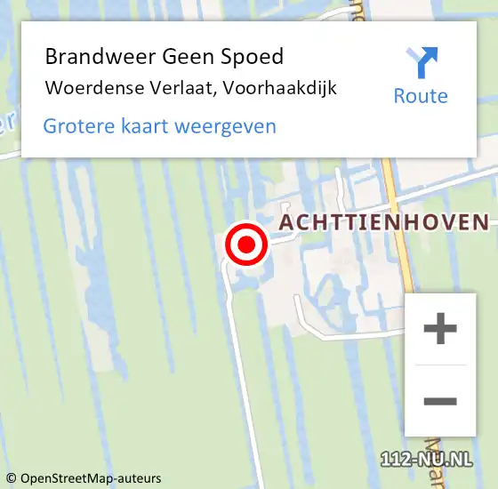 Locatie op kaart van de 112 melding: Brandweer Geen Spoed Naar Woerdense Verlaat, Voorhaakdijk op 21 oktober 2013 19:36