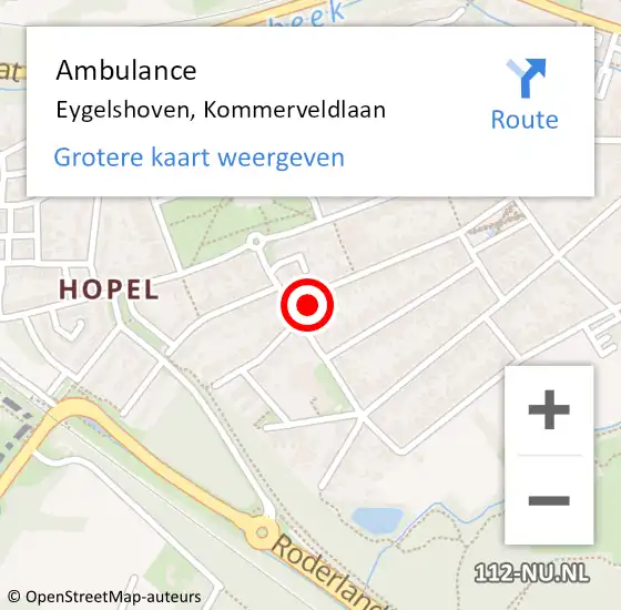 Locatie op kaart van de 112 melding: Ambulance Eygelshoven, Kommerveldlaan op 21 november 2014 13:17