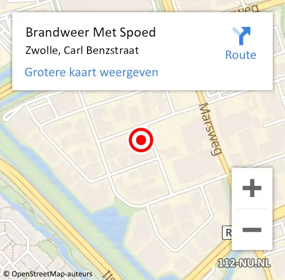 Locatie op kaart van de 112 melding: Brandweer Met Spoed Naar Zwolle, Carl Benzstraat op 21 november 2014 13:41