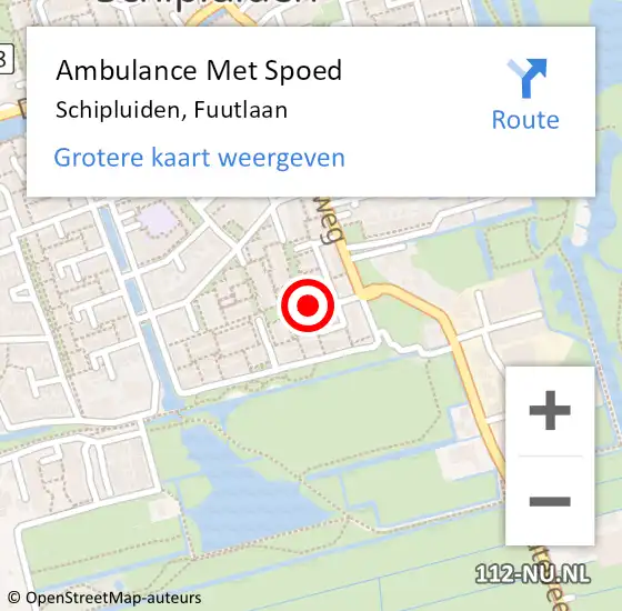 Locatie op kaart van de 112 melding: Ambulance Met Spoed Naar Schipluiden, Fuutlaan op 21 november 2014 14:48