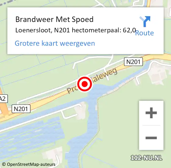 Locatie op kaart van de 112 melding: Brandweer Met Spoed Naar Loenersloot, N201 hectometerpaal: 62,0 op 21 november 2014 15:04