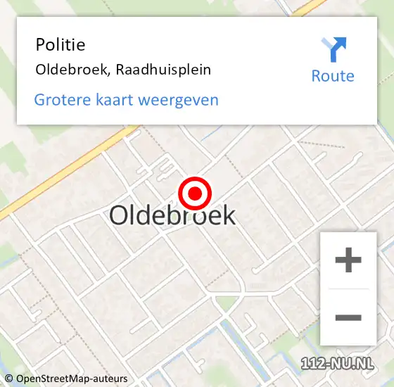 Locatie op kaart van de 112 melding: Politie Oldebroek, Raadhuisplein op 21 november 2014 15:21