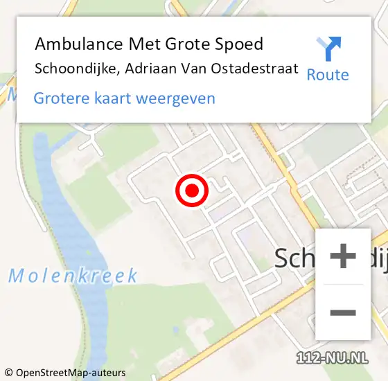 Locatie op kaart van de 112 melding: Ambulance Met Grote Spoed Naar Schoondijke, Adriaan Van Ostadestraat op 21 november 2014 15:28