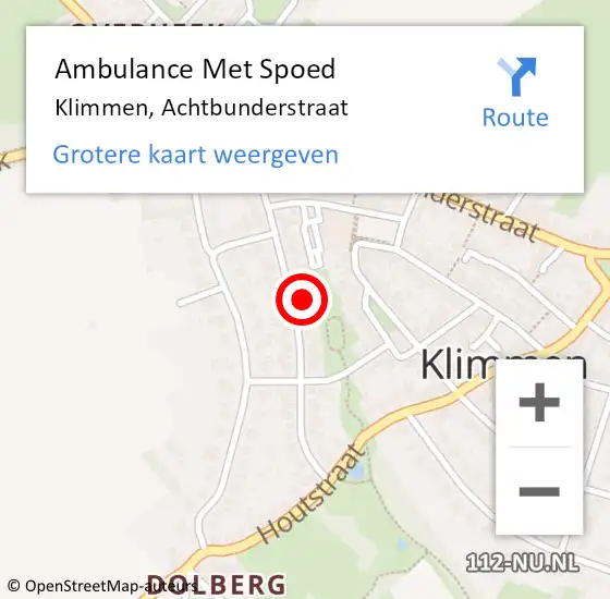 Locatie op kaart van de 112 melding: Ambulance Met Spoed Naar Klimmen, Achtbunderstraat op 21 november 2014 15:29