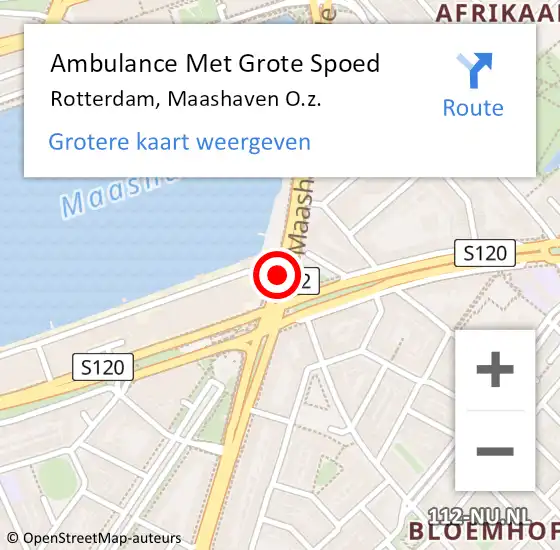 Locatie op kaart van de 112 melding: Ambulance Met Grote Spoed Naar Rotterdam, Maashaven O.z. op 21 november 2014 15:30